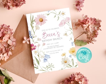 Editable Wildflower Birthday Brunch Invitation (Digital Download)