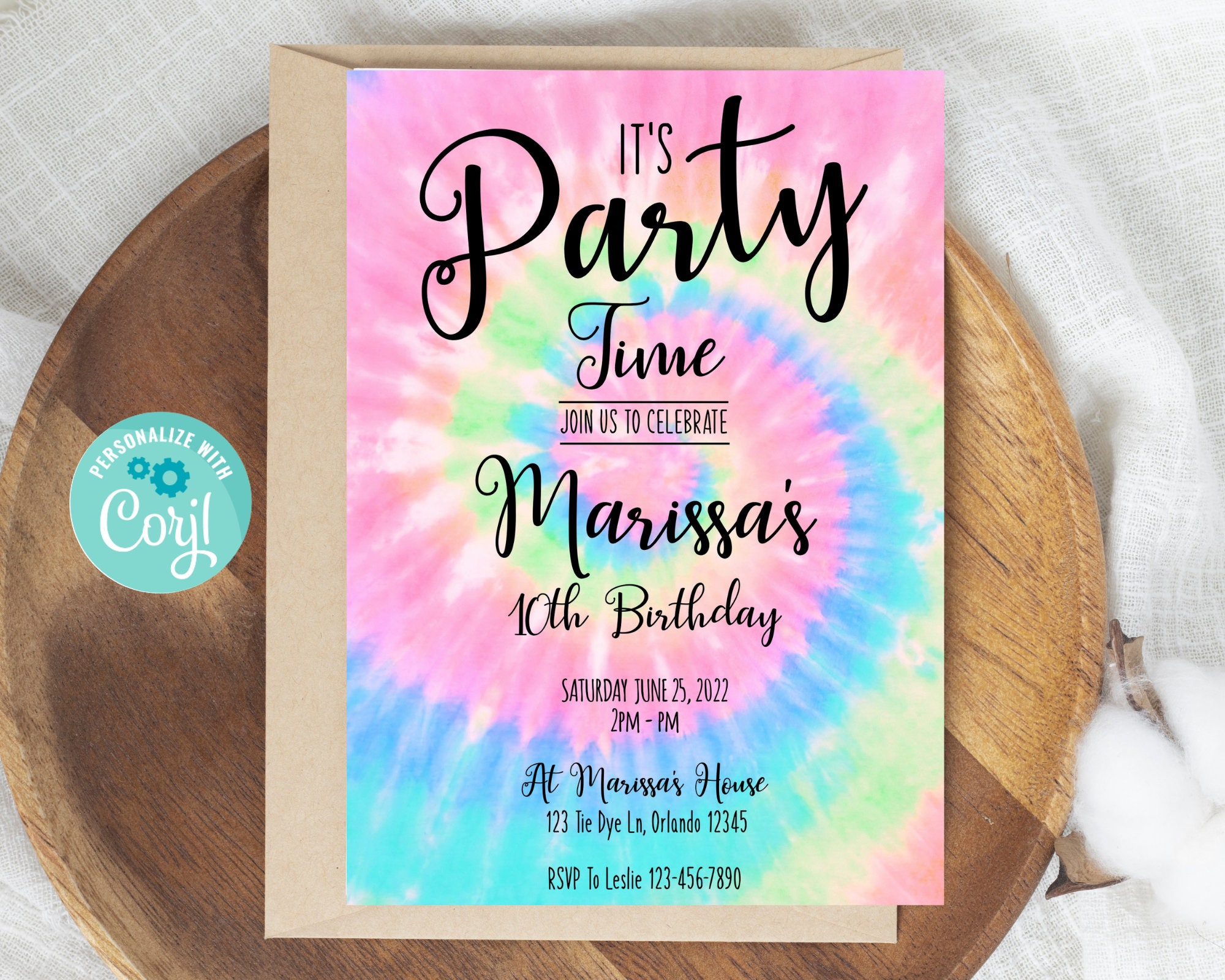 Tie Dye Party Invite - Etsy