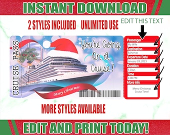 Christmas Cruise Trip Ticket Surprise Gift Voucher (Download Now