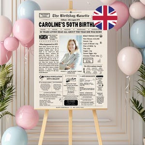 50th Birthday Newspaper Poster 1975 UK, 50th Birthday Gift for Men and Women, 1975 Newspaper Sign, BRITISH facts 50 Years Ago Back in 1975