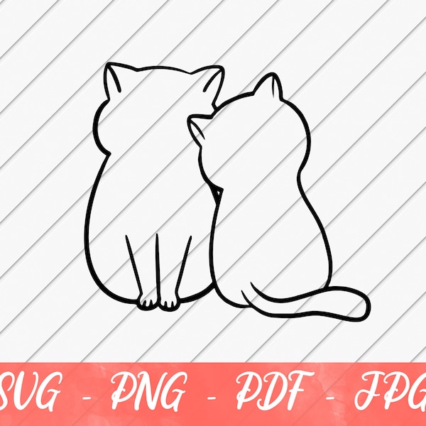 Mamma gatto in formato SVG, Coppia di gatti, Matrimonio in formato SVG, Regali per gli amanti dei gatti, Gatto in formato SVG, Genitore di animali domestici, File in formato SVG per Cricut o Silhouette, Download digitale