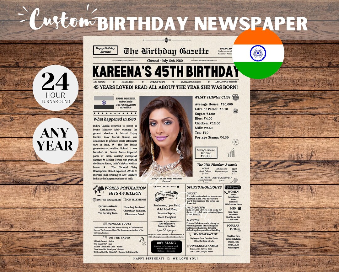 Birthday Gift Newspaper From Date Of Birth