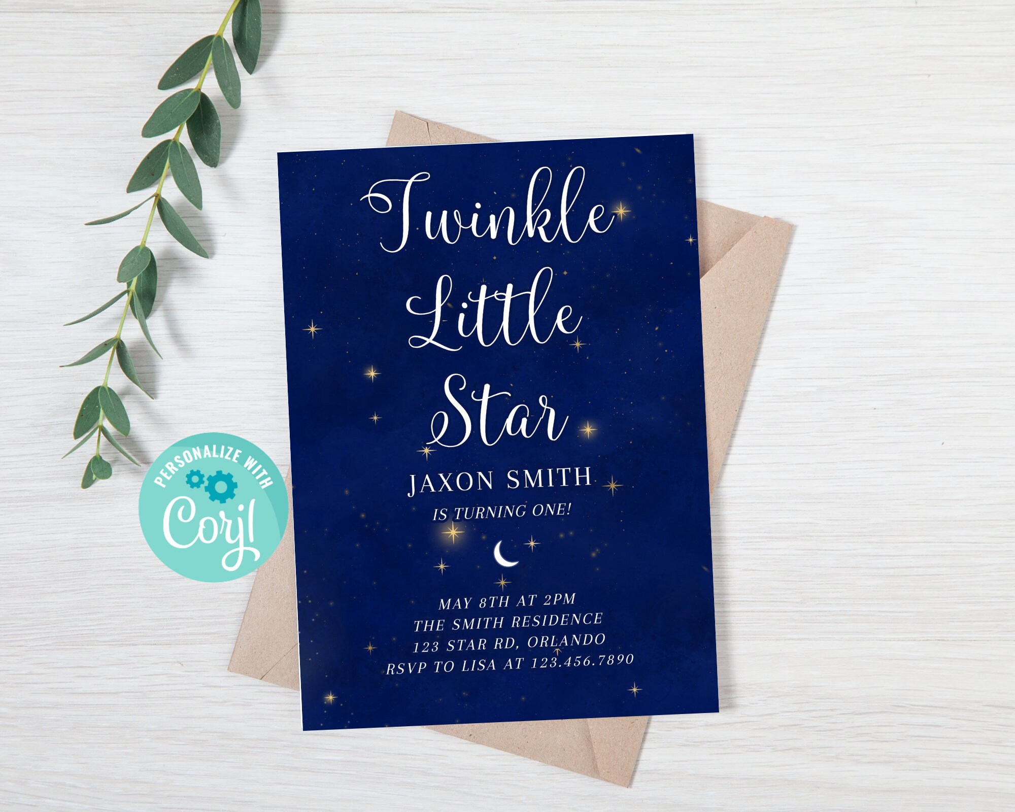 Twinkle Little Star Birthday Invitation Star Editable Etsy