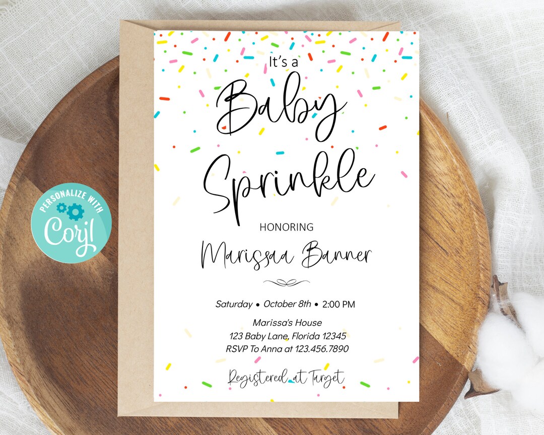 Editable Baby Sprinkle Invitation, Baby Shower Invite, Colorful