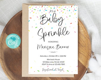 Editable Baby Sprinkle Invitation, Baby Shower Invite, Colorful Invitation, Gender Neutral Shower, Invitation Decor