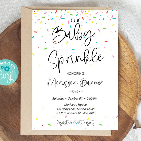 Editable Baby Sprinkle Invitation, Baby Shower Invite, Colorful Invitation, Gender Neutral Shower, Invitation Decor