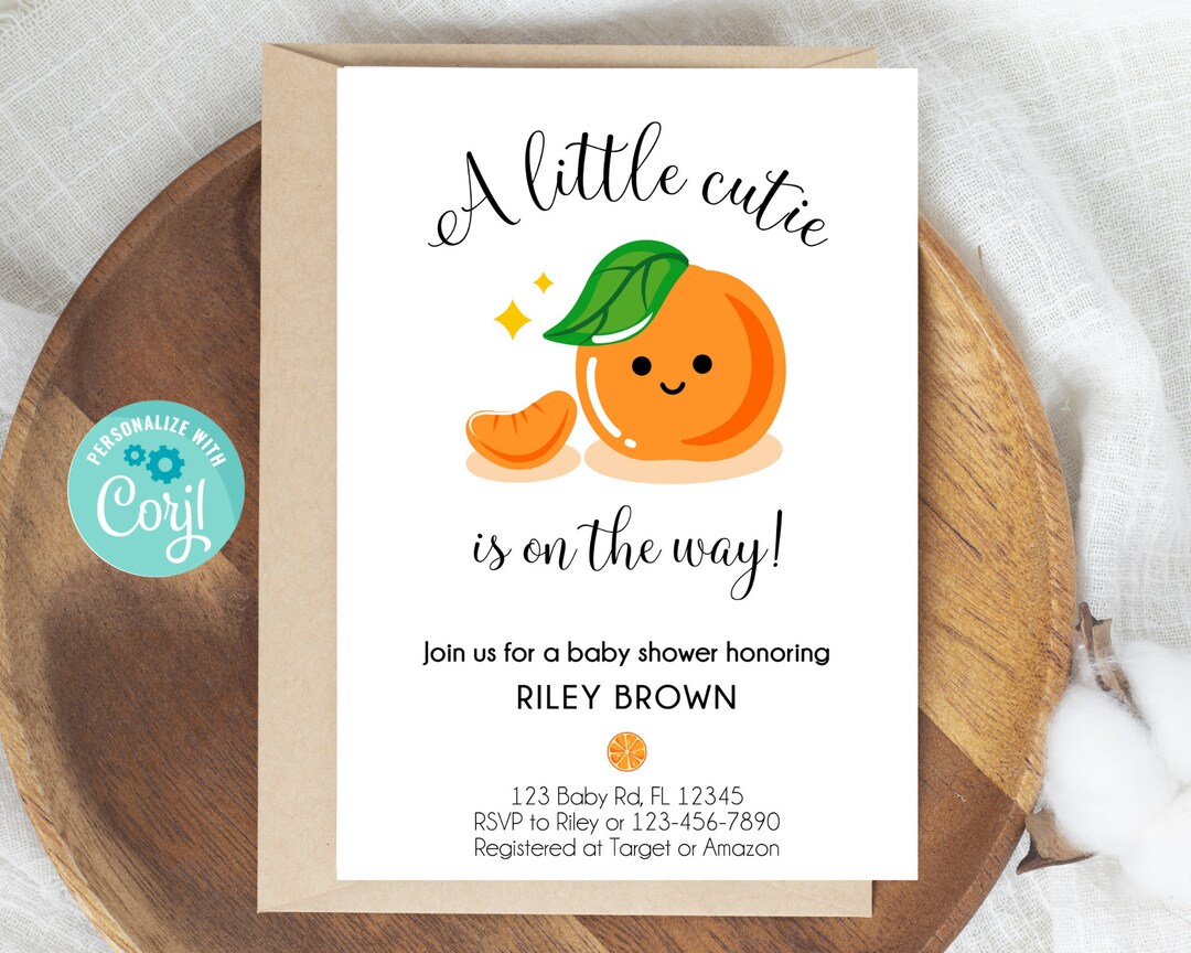 Cutie Baby Shower Invite, A Little Cutie on the Way Invitation, Gender