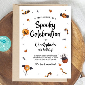 Editable Halloween Invitation, Birthday Invitation, Costume Party Invite, Spooktacular Invitation, Halloween Party