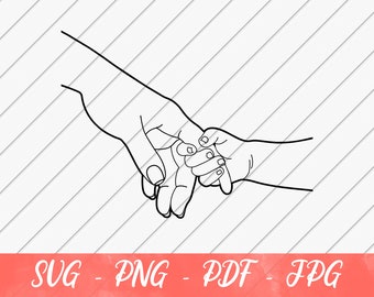 Hand Holding svg, Mother&#39;s Day svg, Mother Daughter svg, First Mother&#39;s Day, Mom Holding Hands, SVG File for Cricut or Silhouette