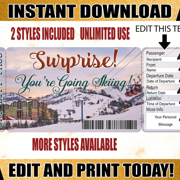 Printable Ski Trip Ticket Etsy Australia Printable Ski Trip Ticket Etsy Australia