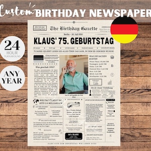 75 Jahre Geburtstag, Geschenk zum 75 Geburtstag Männer oder Frauen, vor 75 Jahren im Jahr 1950, Deutsche Zeitung, Deutschland Geburtstag