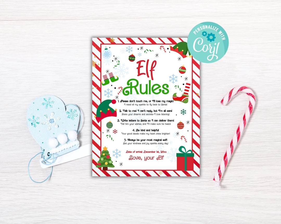 Editable Rules Letter, Elf Rules and Surveillance Camera Sign, Elf