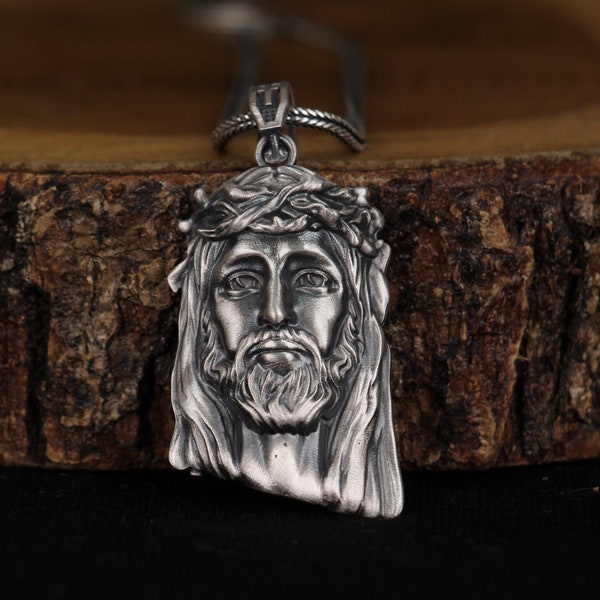 Jesus Head Pendant Necklace Etsy