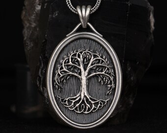 Personalized Tree of Life Silver Necklace Pendant , Men Yggdrasil Pendant , Scandinavian Yggdrasil Necklace , Viking Tree Necklace Mythology