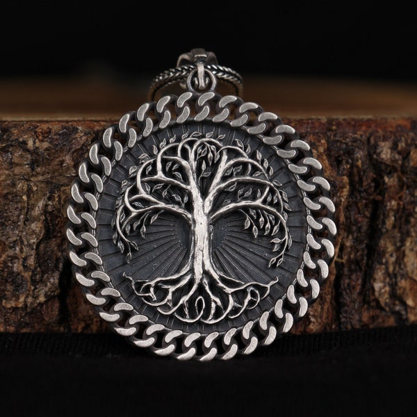 Pendentif personnalisé collier en argent Tree of Life , Pendentif Yggdrasil hommes , Collier Yggdrasil scandinave , Collier arbre viking Mythologie