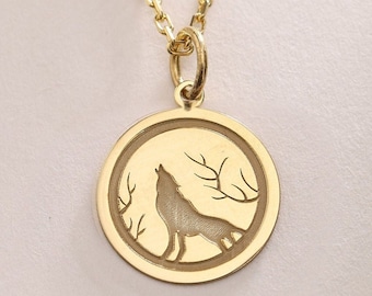 Howling Wolf Silver Pendant , Silver Wolf Necklace , Wolf Charm Silver , Animal Jewelry , Silver Gift , Silver Pendant Gift ,Birthday Gift