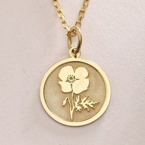 Klaproos hanger, zilveren ketting klaproos bloem, geboorte augustus bloem charme, zilveren sieraden cadeau, zilveren hanger cadeau, verjaardagscadeau