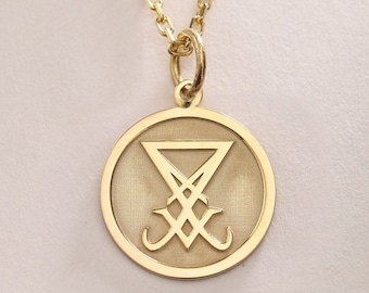 Ciondolo in argento con sigillo di Lucifero, collana in argento con sigillo di Satana, ciondolo di Lucifero, collana di Satana, ciondolo in argento, regalo di compleanno