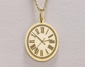Clock Silver Pendant , Silver Clock Necklace , Clock Charm Silver ,Clock Silver Jewelry , Silver Gift , Silver Pendant Gift ,Birthday gift