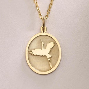 Crane Silver Pendant ,Silver Crane Necklace , Crane Charm Silver , Crane Silver Jewelry  ,Silver Pendant Gift ,Birthday gift
