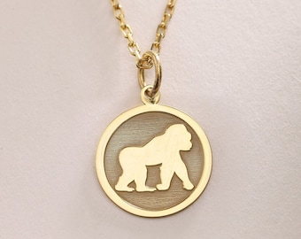 Gorilla Silver Pendant , Silver Gorilla Necklace , Gorilla Charm Silver ,Gorilla Silver Jewelry, Silver Pendant Gift ,Birthday gift