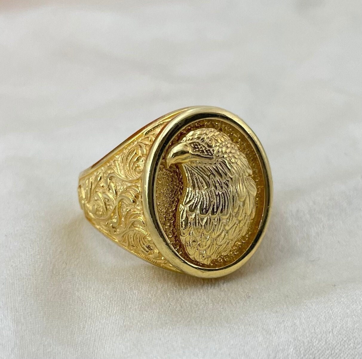 Mens gold 2024 eagle ring