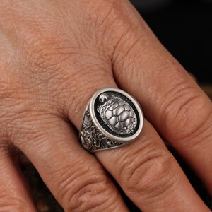 Turtle Ring , 925k Silver Men Jewelry , Turtle Men's Jewelry , Turtle Silver Ring , Anniversary Gifts , Vintage Men Ring , Gift for men image 6