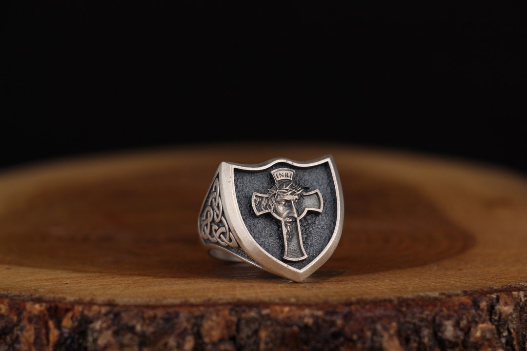 Jesus Cross Mens Ring Silver Savior Jesus Ring Christian - Etsy