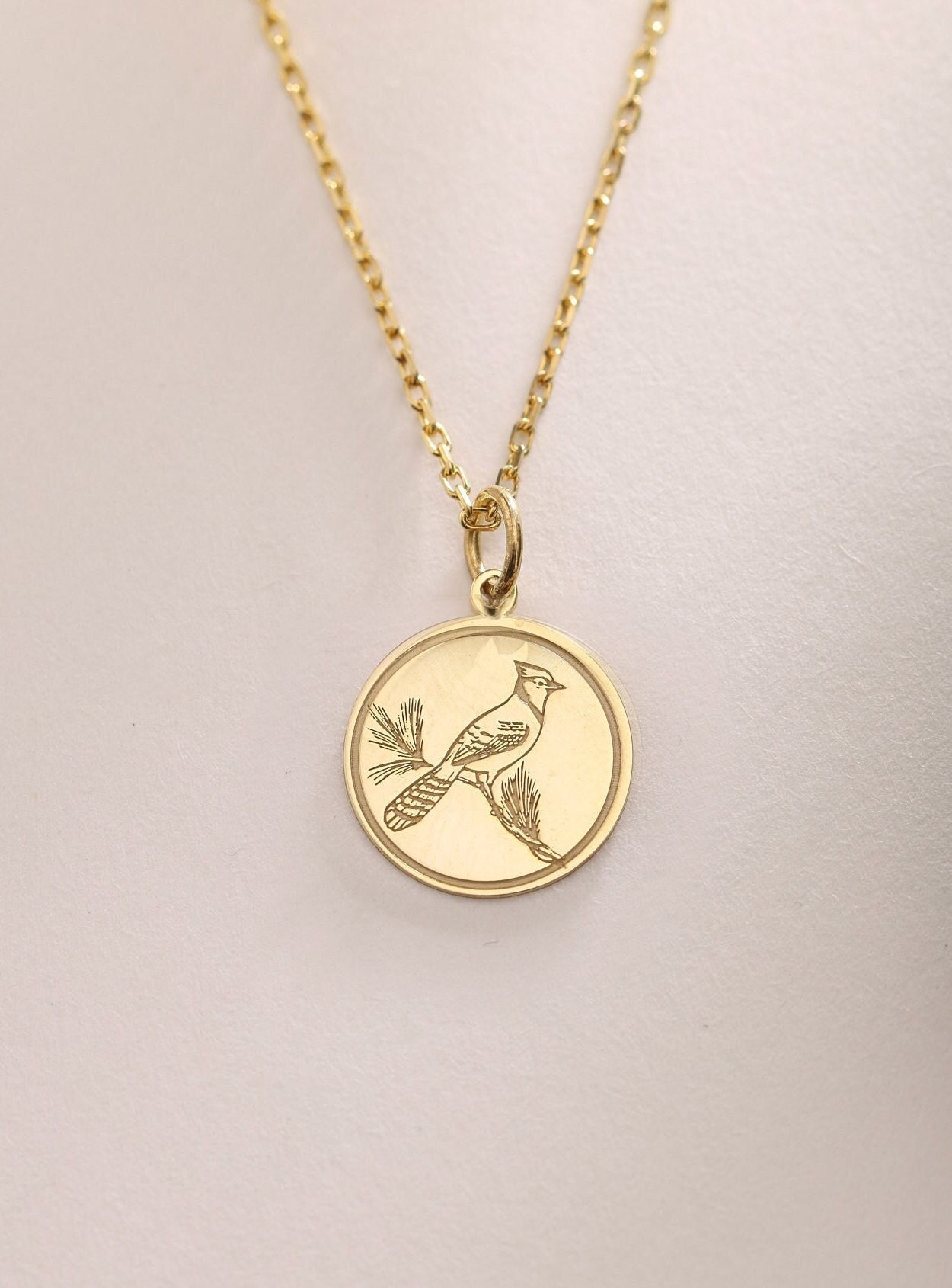 鳥ペンダント、シルバーブルージェイネックレス、鳥チャーム、小鳥