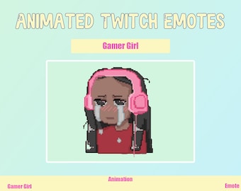 Animiertes schwarzhaariges Gamer Girl Emote für Twitch, Discord (.GIF)