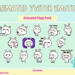 ANIMATED Wavy Bunny Emotes MEGA Bundle for Twitch and Discord ! Cute Chibi Bunnies Animated Emotes for streaming