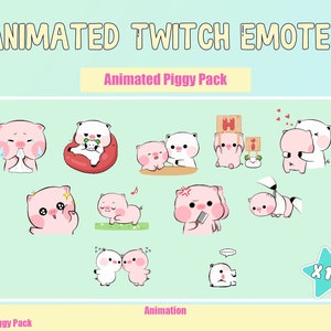 ANIMATED Dance Piggy Emotes MEGA Bundle for Twitch and Discord ! Cute Chibi Piggy Animated Emotes for streaming