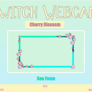 Cute Cherry Blossom Webcam Border, Thick SEA FOAM Frame!