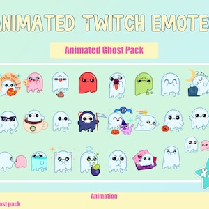 ANIMATED Ghost Pack Emotes for Twitch and Discord ! Cute Chibi Ghosts Animated Emotes for streaming