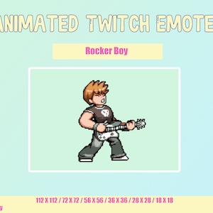 Animated Rocker Boy Emote for Twitch or Discord | Twitch Emotes | Animated Emotes