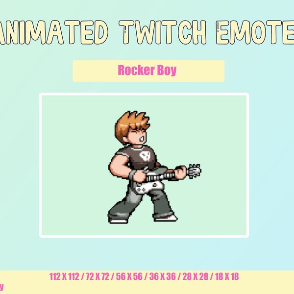 Animated Rocker Boy Emote for Twitch or Discord | Twitch Emotes | Animated Emotes