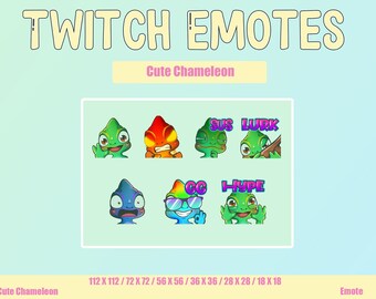 Twitch Emote - Cute Chameleon | Funny Meme Emote | Cartoon Meme Emote | Streamer Custom Emote | Cute Chameleon