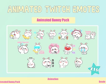 ANIMATED Pool Party Bunny Emotes MEGA Bundle for Twitch and Discord ! Cute Chibi Bunnies Animated Emotes for streaming