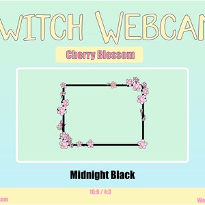 Cute Cherry Blossom Webcam Border, Midnight Black Frame 16-9 / 4-3 Two frames Included imagem 2