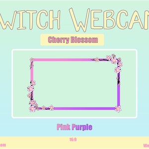 Cute Cherry Blossom Webcam Border, Thick PINK-PURPLE Frame! 16.9/4.3
