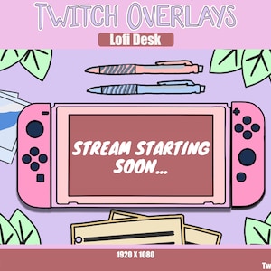 Animated Lofi Sunshine Switch Twitch Overlay/Scenes - Stream Starting, Be Right Back, Stream Ending, Offline (MP4/MOV + 4 Static PNGs)