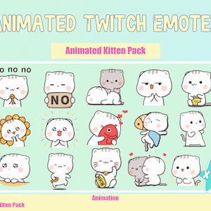 ANIMATED Cute Cat Emotes MEGA Bundle for Twitch and Discord ! Cute Chibi Cat Animated Emotes for streaming