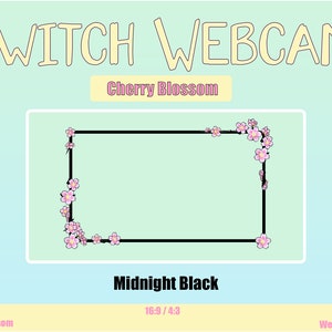 Cute Cherry Blossom Webcam Border, Midnight Black Frame 16-9 / 4-3 Two frames Included imagem 1