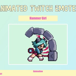 Animated Hammer Girl Emote for Twitch or Discord | Twitch Emotes | Animated Emotes