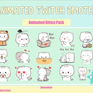 ANIMATED Kitten Emotes MEGA Bundle for Twitch and Discord ! Cute Chibi Kitten Animated Emotes for streaming