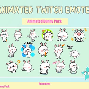 ANIMATED Cute Bunny Emotes MEGA Bundle for Twitch and Discord ! Cute Chibi Bunnies Animated Emotes for streaming