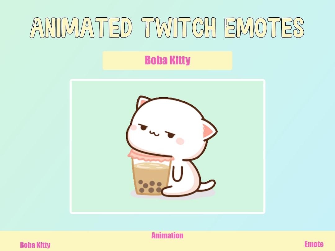 Animated Boba Kitty Emote for Twitch or Discord Twitch Emotes Animated ...