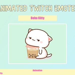 Animated Boba Kitty Emote for Twitch or Discord | Twitch Emotes | Animated Emotes