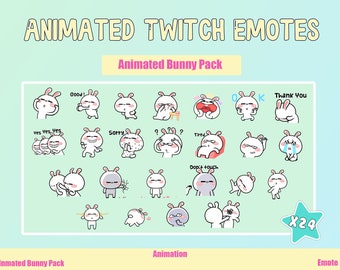 ANIMATED Emotions Bunny Emotes MEGA Bundle for Twitch and Discord ! Cute Chibi Bunnies Animated Emotes for streaming