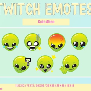 Twitch Emote - Cute Alien | Funny Meme Emote | Cartoon Meme Emote | Streamer Custom Emote | Cute Alien Chibi Emote
